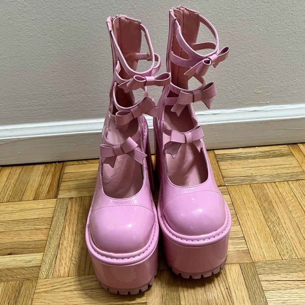 Pink Platform Dollskill Boots
